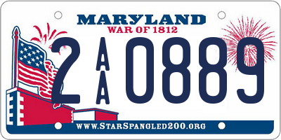 MD license plate 2AA0889