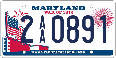 MD license plate 2AA0891