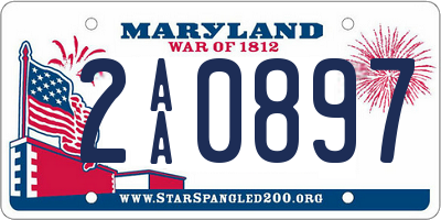 MD license plate 2AA0897