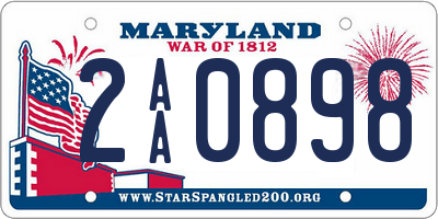 MD license plate 2AA0898