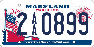 MD license plate 2AA0899