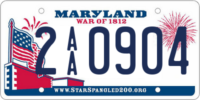 MD license plate 2AA0904