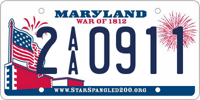 MD license plate 2AA0911