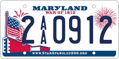 MD license plate 2AA0912