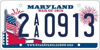 MD license plate 2AA0913