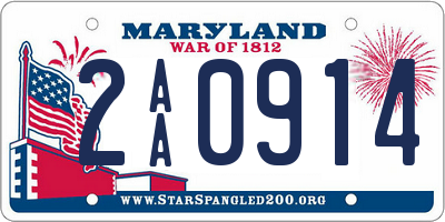 MD license plate 2AA0914