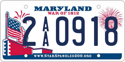 MD license plate 2AA0918