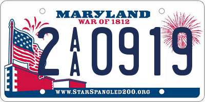 MD license plate 2AA0919