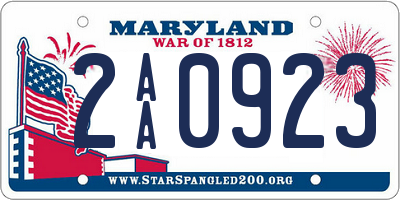 MD license plate 2AA0923