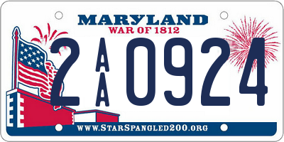 MD license plate 2AA0924