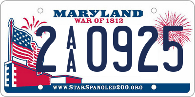 MD license plate 2AA0925