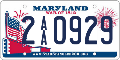 MD license plate 2AA0929