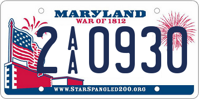 MD license plate 2AA0930