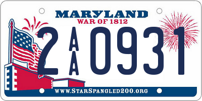 MD license plate 2AA0931