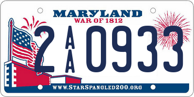 MD license plate 2AA0933