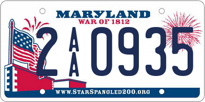 MD license plate 2AA0935