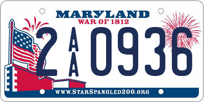 MD license plate 2AA0936