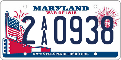 MD license plate 2AA0938