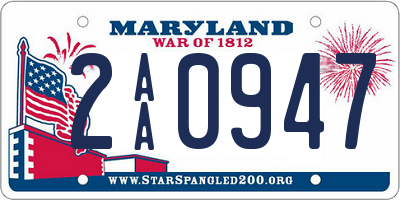 MD license plate 2AA0947