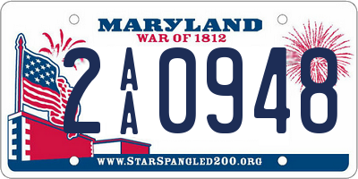 MD license plate 2AA0948