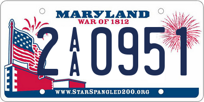 MD license plate 2AA0951