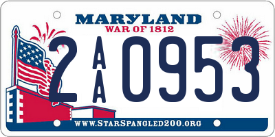 MD license plate 2AA0953