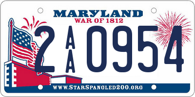 MD license plate 2AA0954