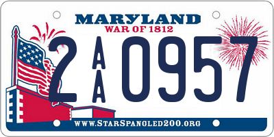 MD license plate 2AA0957