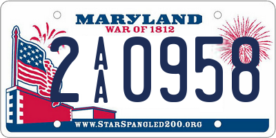 MD license plate 2AA0958