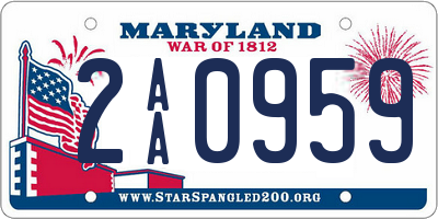 MD license plate 2AA0959