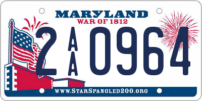 MD license plate 2AA0964