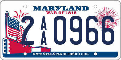 MD license plate 2AA0966