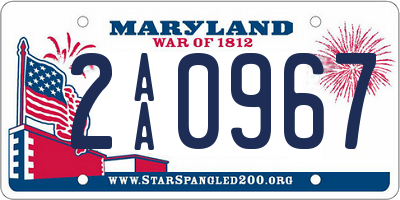 MD license plate 2AA0967