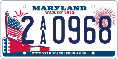 MD license plate 2AA0968