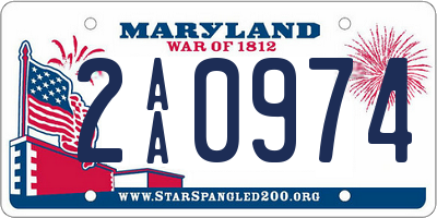 MD license plate 2AA0974