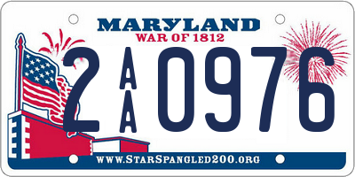 MD license plate 2AA0976