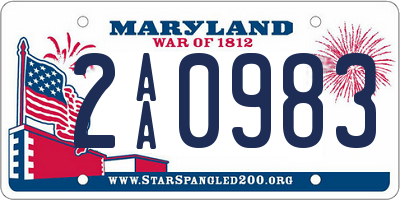 MD license plate 2AA0983