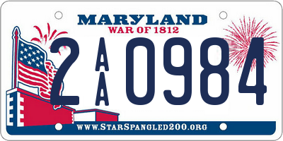 MD license plate 2AA0984