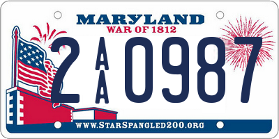 MD license plate 2AA0987