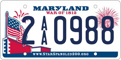 MD license plate 2AA0988