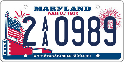 MD license plate 2AA0989