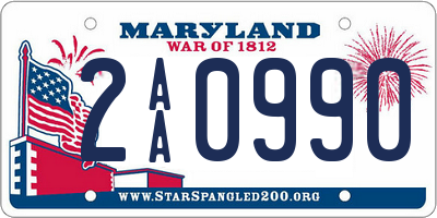 MD license plate 2AA0990