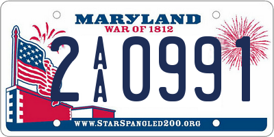 MD license plate 2AA0991