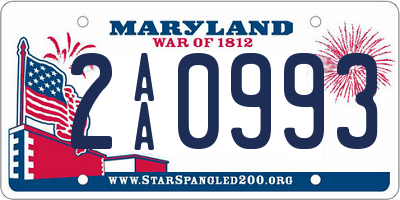 MD license plate 2AA0993