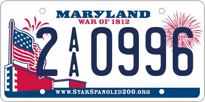 MD license plate 2AA0996