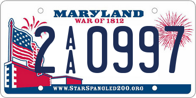 MD license plate 2AA0997