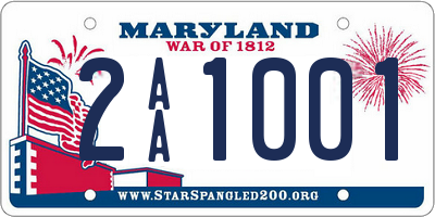 MD license plate 2AA1001