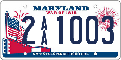 MD license plate 2AA1003