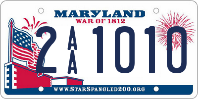 MD license plate 2AA1010