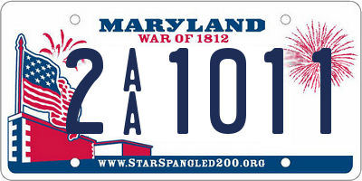 MD license plate 2AA1011